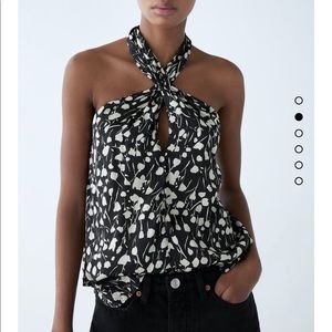 Zara Monochrome Halter Neck Blouse